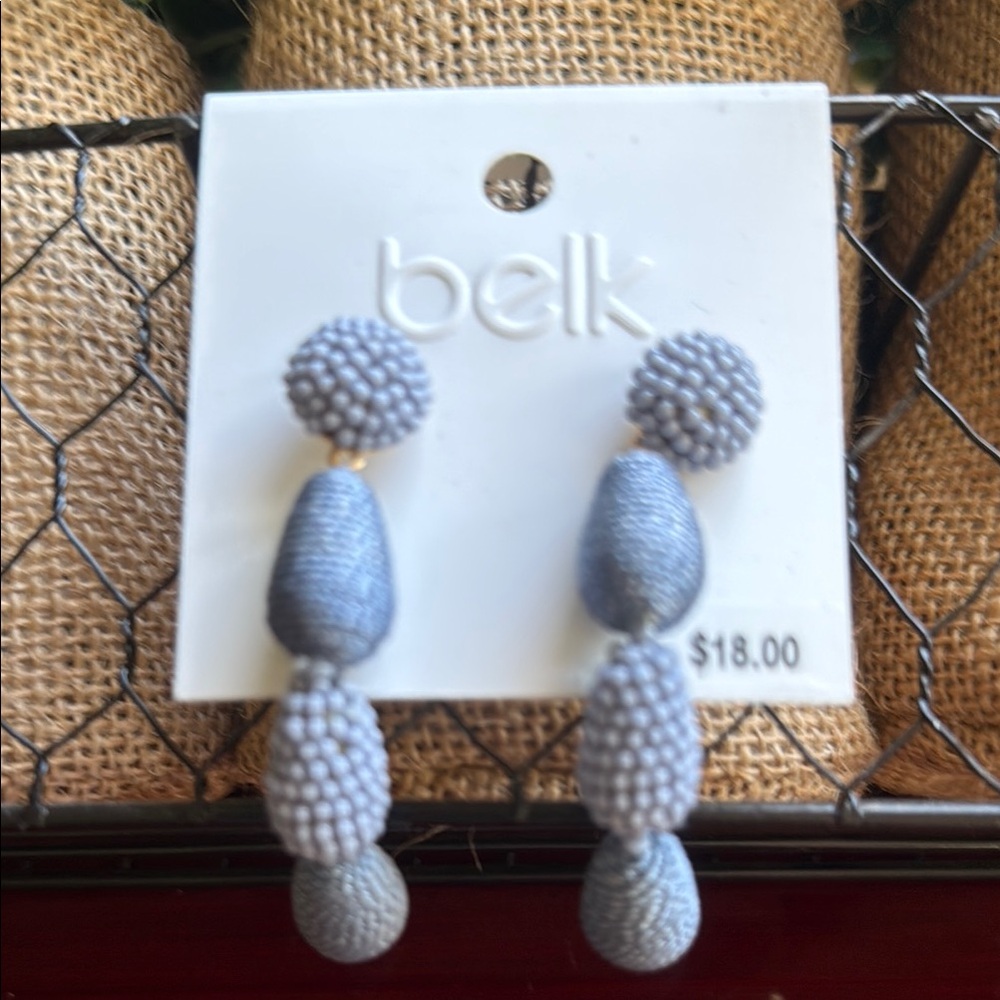 Belk Blue Beaded Drop Pierced Earrings  (NWT)